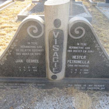 VISAGIE Jan George 1902-1981 &amp; Hester Petronella VAN ANTWERPEN 1906-1997