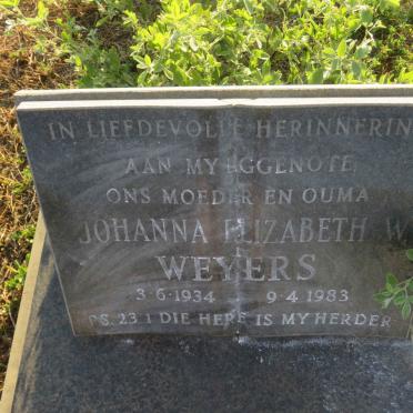 WEYERS Johanna Elizabeth W. 1934-1983