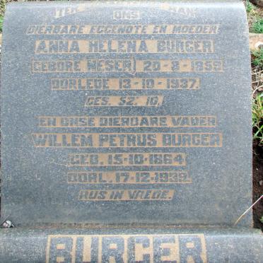 BURGER Willem Petrus 1864-1939 &amp; Anna Helena NESER 1859-1937