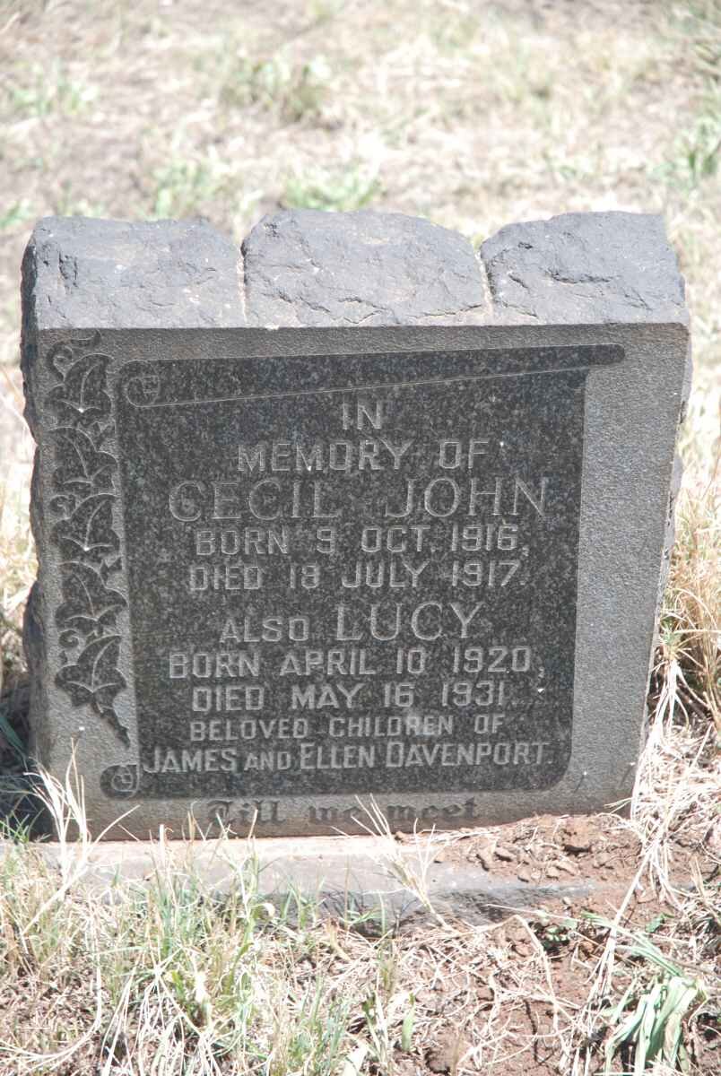 DAVENPORT Cecil John 1916-1917 :: DAVENPORT Lucy 1920-1931