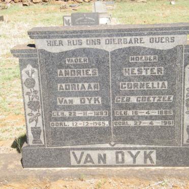DYK Andries Adriaan, van 1883-1965 &amp; Hester Cornelia COETZEE 1885-1961