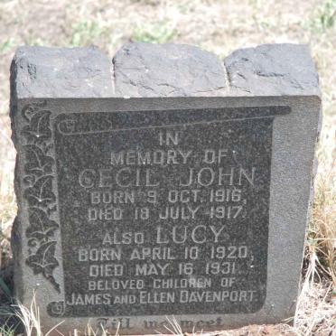 DAVENPORT Cecil John 1916-1917 :: DAVENPORT Lucy 1920-1931