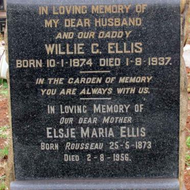 ELLIS Willie G. 1874-1937 &amp; Elsje Maria ROUSSEAU 1873-1956