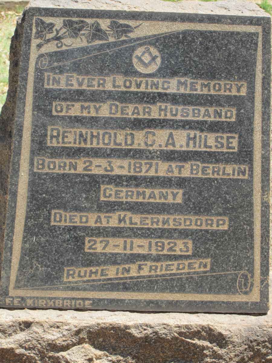 HILSE Reinhold G.A. 1971-1923