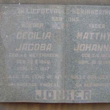 JONKER Matthys Johannes 1868-1945 &amp; Cecilia Jacoba V.D.WESTHUIZEN 1868-1947