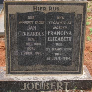 JOUBERT Jan Gerhardus 1884-1975 &amp; Francina Elizabeth 1882-1954