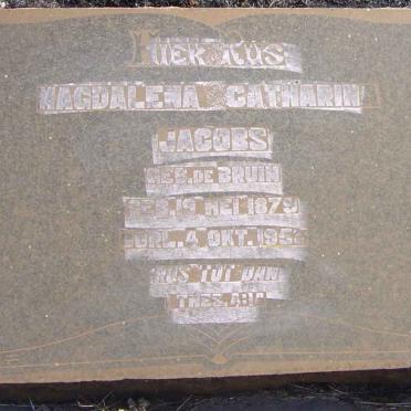 JACOBS Magdalena Catharina nee DE BRUIN 1897-1953