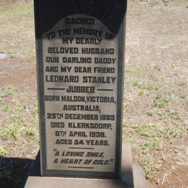 JUBBER Leonard Stanley 1883-1938