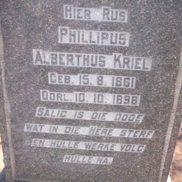 KRIEL Phillipus Alberthus 1861-1898