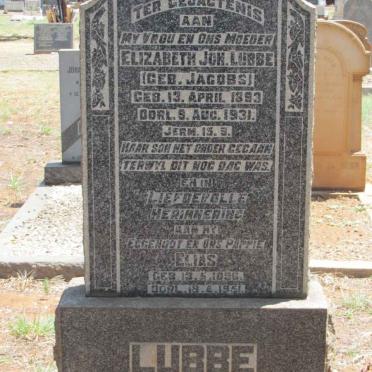LUBBE Elias 1896-1951 &amp; Elizabeth Johanna JACOBS 1893-1931