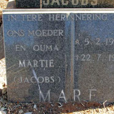 MARÉ Martie nee JACOBS 1904-1982