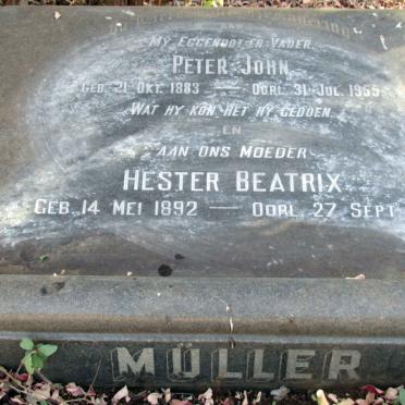 MULLER Peter John 1883-1955 &amp; Hester Beatrix 1892-1976