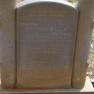 MARAIS Maria Petronella nee JANSEN VAN RENSBURG 1914-1944