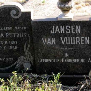 VUUREN Hendrik Petrus, Jansen van 1887-1968 &amp; Anna Susanna C.J. POSTHUMUS 1893-1962
