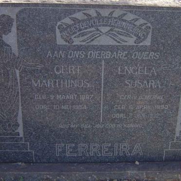 FERREIRA Gert Marthinus 1887-1954 &amp; Engela Susara V.D. MERWE 1890-1972