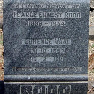 ROOD Pearce Ernest 1886-1954 &amp; Florence Vaal 1897-1981
