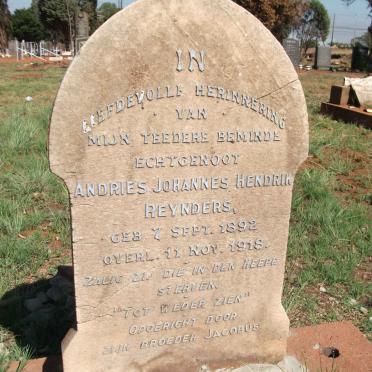 REYNDERS Andries Johannes Hendrik 1892-1918
