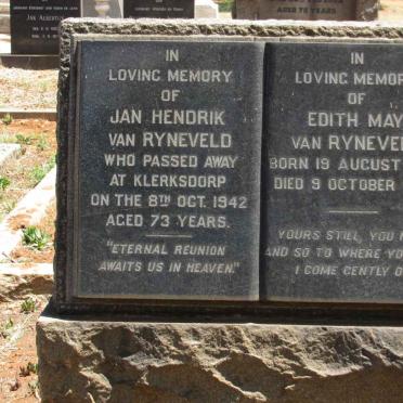 RYNEVELD Jan Hendrik, van -1942 &amp; Edith May 1866-1953