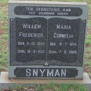 SNYMAN Willem Frederick 1893-1937 &amp; Maria Cornelia 1894-1969