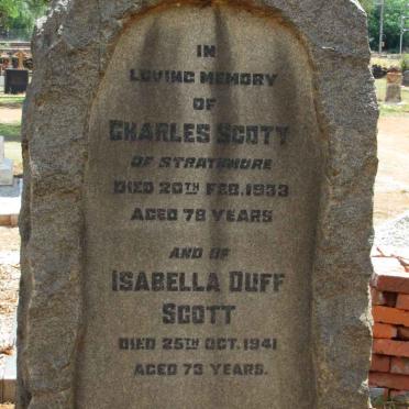 SCOTT Charles -1933 &amp; Isabella Duff -1941