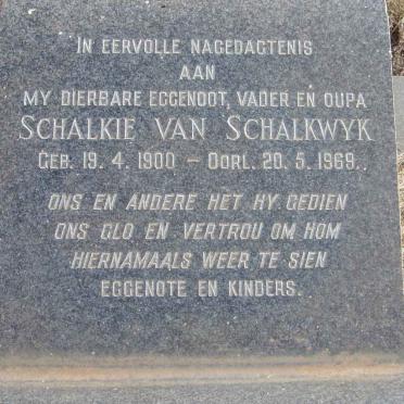 SCHALKWYK Schalkie, van 1900-1969