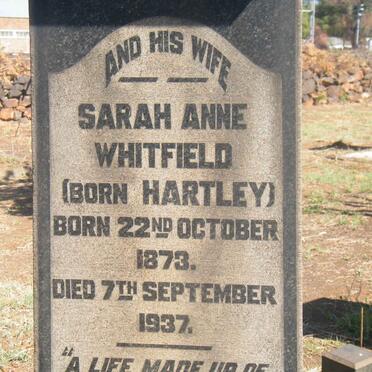 WHITFIELD Sarah Anne nee HARTLEY 1873-1937