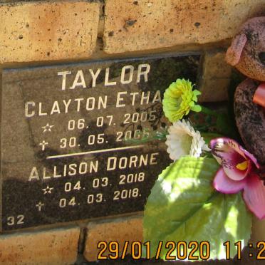 TAYLOR Clayton Ethan 2005-2006 :: TAYLOR  Allison Dorne 2018-2018