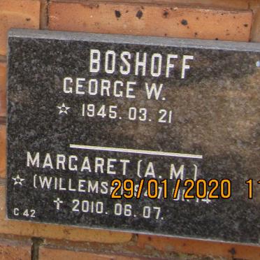 BOSHOFF George W. 1945- &amp; A.M. WILLEMSE 1947-2010