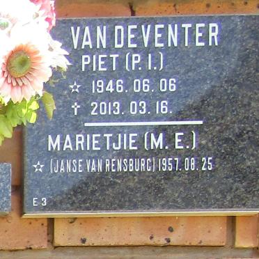 DEVENTER P.I., van 1946-2013 &amp; M.E. JANSE VAN RENSBURG 1957-