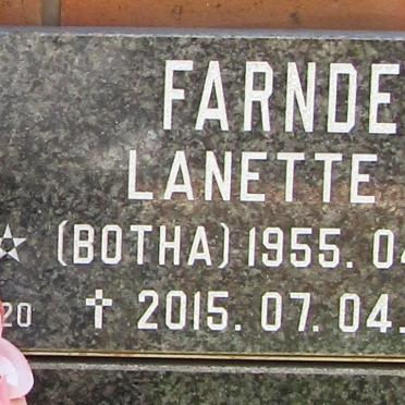 FARNDELL Lanette nee BOTHA 1955-2015