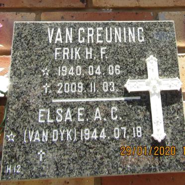 GREUNING Frik H.F., van 1940-2009 &amp; Elsa  E.A.C. van DYK 1944-