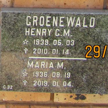 GROENEWALD Henry G.M. 1939-2010 &amp; Maria M. 1936-2019