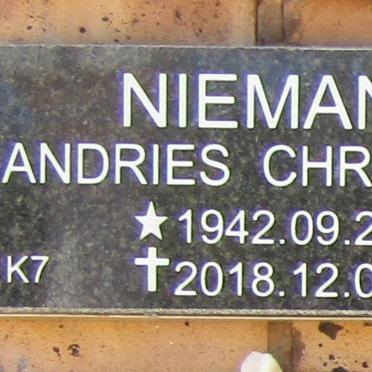 NIEMANN Andries Christiaan 1942-2018