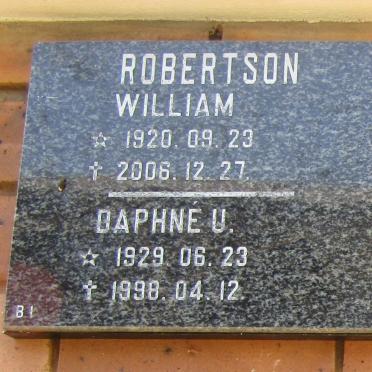 ROBERTSON William 1920-2006 &amp; Daphne U. 1929-1998