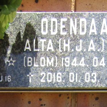 ODENDAAL H.J.A. nee BLOM 1944-2016