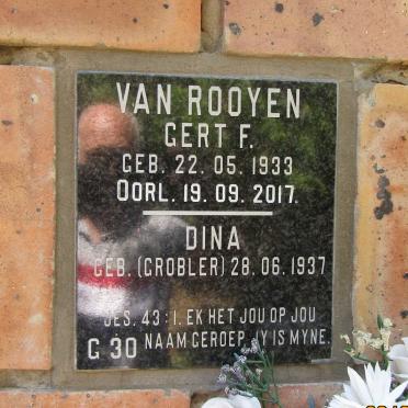 ROOYEN Gert F., van 1933-2017 &amp; Dina GROBLER 1937-