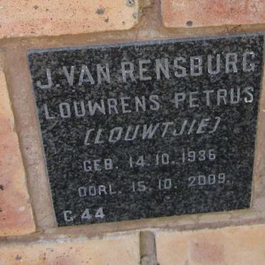 RENSBURG Louwrens Petrus J., van 1936-2009