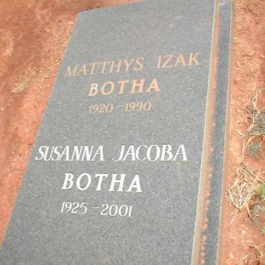 BOTHA Matthys Izak 1920-1990 &amp; Susanna Jacoba 1925-2001