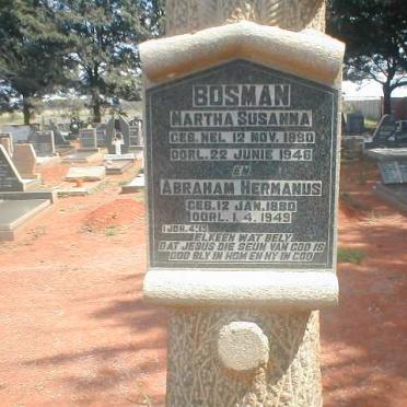 BOSMAN Abraham Hermanus 1880-1949 &amp; Martha Susanna 1880-1946