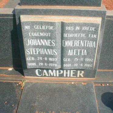 CAMPHER Johannes Stephanus 1893-1978 &amp; Emmerenthia Aletta 1902-1986