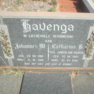 HAVENGA Johannes W. 1906-1988 &amp; Catharina B. JANSEN VAN VUUREN 1907-1994