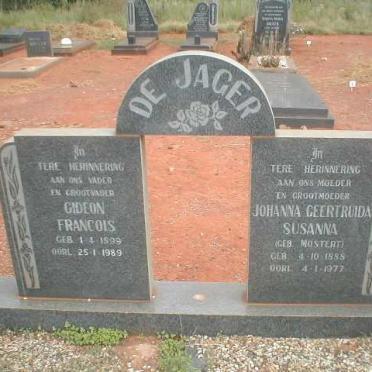 JAGER Gideon Francois, de 1899-1989 &amp; Johanna Geertruida Susanna MOSTERT 1888-1977