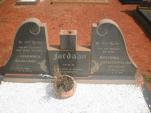 JORDAAN Johannes Wilhelmus 1914-1973 &amp; Marthina Christoffelina VORSTER 1918-1976