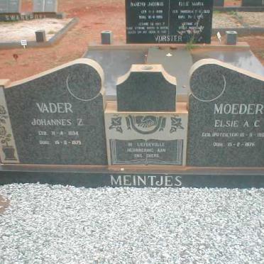 MEINTJES Johannes Z. 1894-1979 &amp; Elsie A.C. POTGIETER 1902-1976
