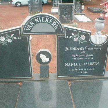 NIEKERK Maria Elizabeth, van nee DU PLESSIS 1946-1994