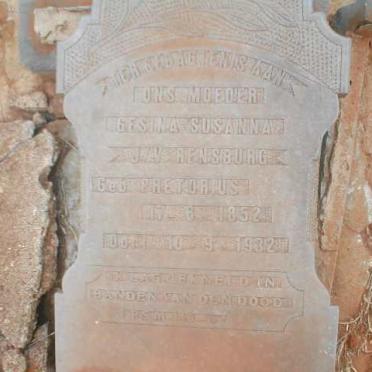 RENSBURG Gesina Susanna, J.V. geb. PRETORIUS 1852-1932