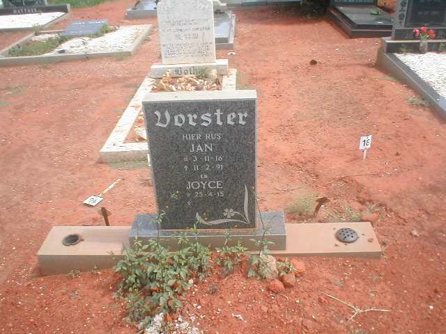 VORSTER Jan 1916-1991 &amp; Joyce 1915-