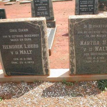 WALT Hendrik Louis, van der 1915-1972 &amp; Martha H E OOSTHUIZEN 1916-1962