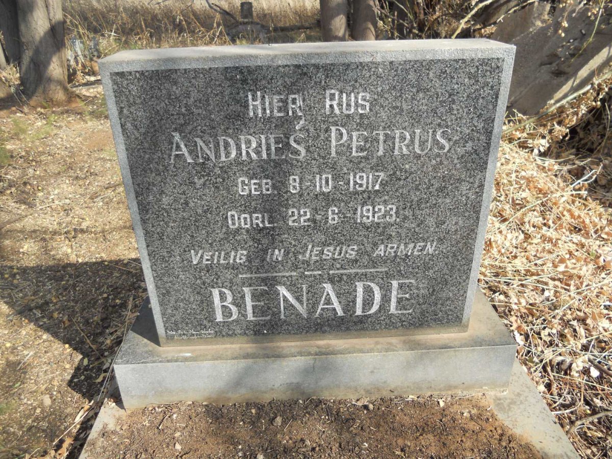 BENADE Andries Petrus 1917-1923