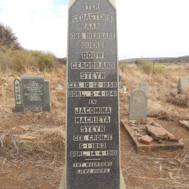 STEYN Douw Gerdbrand 1858-1941 &amp; Jacomina Magrieta CRONJE 1863-1910